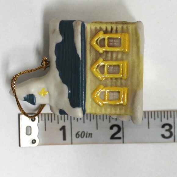 Vintage HOMCO #5555 Set of 4 Christmas Village Building Ornaments - Original Box - Picture 10 of 10